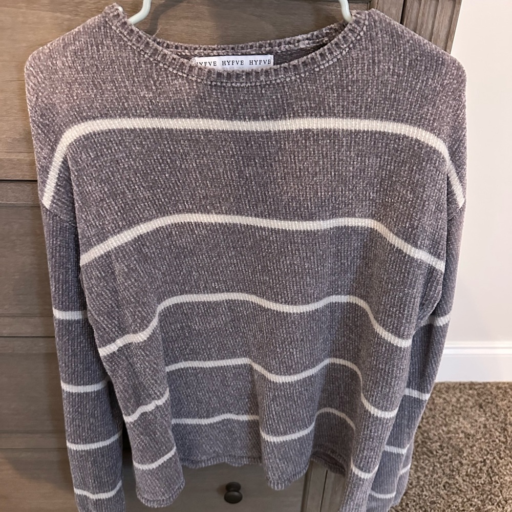 Women's Gray Striped Sweater